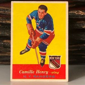 Vintage 1957-58 TOPPS New York Rangers Wing Camille Henry Hockey Card